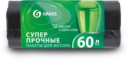Мешок для мусора ПНД в рулоне 60 л 65x55 8 мкр. Grass черный 30 шт, фотография