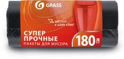 Мешок для мусора ПНД в рулоне 180 л 90x110 20 мкр. Grass черный 10 шт, изображение