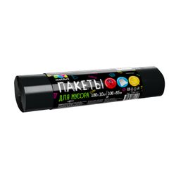 Пакеты для мусора Malibri плотные 180 л, черный, 10 шт, крупный план