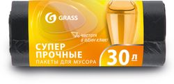 Мешок для мусора ПНД в рулоне 30 л 55x46 10 мкр. Grass черный 30 шт, крупный план