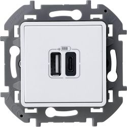 Розетка USB Type-A+C 1 пост Legrand Inspiria белый, крупный план