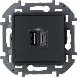 Розетка USB Type-A+C 1 пост Legrand Inspiria антрацит, вид