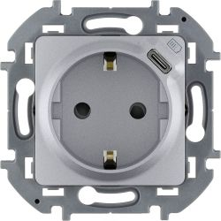 Розетка электрическая,USB Type-C 1 пост Legrand Inspiria алюминий, вид