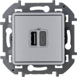 Розетка USB Type-A+C 1 пост Legrand Inspiria алюминий, изображение