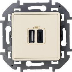 Розетка USB Type-A+C 1 пост Legrand Inspiria слоновая кость, детальное фото