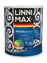 Эмаль LINNIMAX алкидно-уретановая по ржавчине 3 в 1 база 1 0,75л, картинка