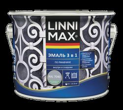Эмаль LINNIMAX алкидно-уретановая по ржавчине 3 в 1 серая 2,5л, картинка