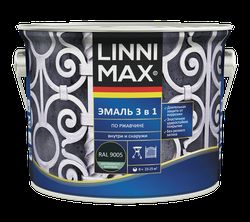 Эмаль LINNIMAX алкидно-уретановая по ржавчине 3 в 1 черная 2,5л, крупный план