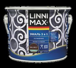 Эмаль LINNIMAX алкидно-уретановая по ржавчине 3 в 1 шоколадная 2,5л, крупный план