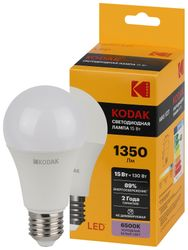 Светодиодная лампа Kodak LED KODAK E27 15W 865 A60 груша холодный дневной свет, вид
