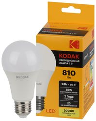Светодиодная лампа Kodak LED KODAK E27 9W 830 A60 груша теплый белый свет, изображение