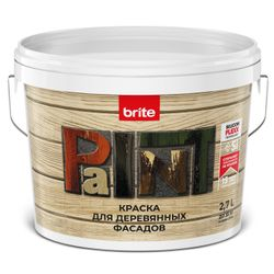 Краска BRITE FLEXX для деревянных фасадов белая база А, ведро 2,7 л, картинка