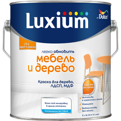 Краска Luxium by Dulux мебель и дерево матовая BC 2 л, крупный план