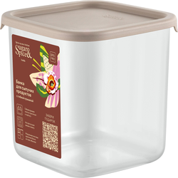 БАНКА ДЛЯ СЫП. ПРОД-В SUGAR&SPICE VANILLA КВАДРАТ 0,8Л, С ГИБКОЙ КРЫШКОЙ ЛАТТЕ, фото