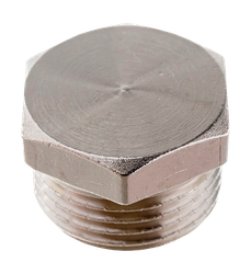 Заглушка, латунь, наружная резьба 3/8", никель, RTP, вид