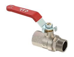 Кран шаровой ручка рычаг, латунь, внутренняя/наружная резьба 1/2",PN25 никель, RTP, фотография