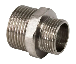 Ниппель переходной, латунь, наружная резьба 1 1/4"х3/4", никель, RTP, фотография
