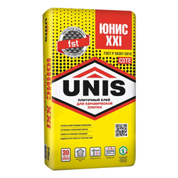 Плиточный клей цементный UNIS XXI 25 кг, вид