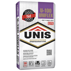 Плиточный клей UNIS UNIFLEX U-100 С2 ТЕ 25 кг, изображение