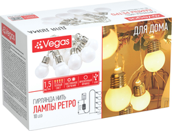 Гирлянда внутренняя Лампы ретро Vegas 10 LED желтый 1,5 м, фотография