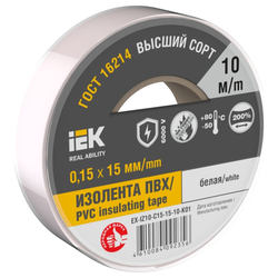 Изолента IEK 0,15х15 мм белая 10 м, фото
