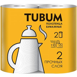 Бумажные полотенца "TUBUM", 2 слоя 2 рулон, фотография