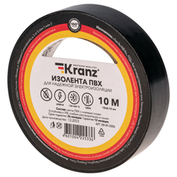 Изолента Kranz ПВХ 0,13х15 мм 10 м черная, детальное фото