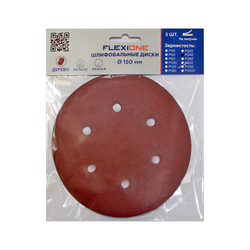 Шлифовальный диск FLEXIONE Velcro 6 отверстий P240 150 мм 5 шт, детальное фото