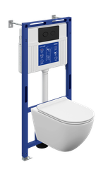Комплект BRASKO VORTEX DPL EO slim инсталляция AQUA 50 PRIME P кнопка ACCENTO CIRCLE пластик черный матовый, детальное фото