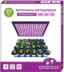 Фитопанель светодиодная GARDEN SHOW полный спектр 36 Вт 31х31х1,2 см, вид