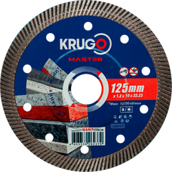 Алмазный диск KRUGO MASTER Турбо ультратонкий по керамике125х1,2х22,23х10mm, 8103125023, детальное фото