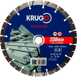 Алмазный диск KRUGO MASTER сегментный турбопо бетону 230х2,6х22,23х12mm, 81052300253, изображение