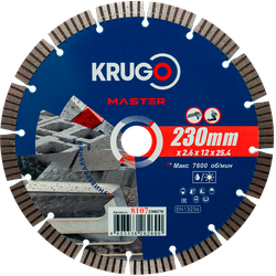 Алмазный диск KRUGO MASTER Турбо сегментный230х2,6х25,4х10mm, 81072300270, изображение