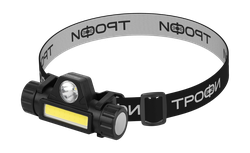 Фонарь налобный ТРОФИ светодиодный GA-101 аккум. 3 Вт COB + 3 Вт LED 2 режима магн, вид