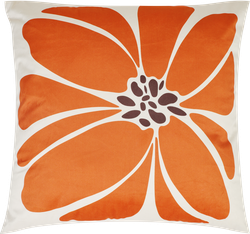 Подушка декоративная HOMECLUB Velvet 45х45см, бежевая с оранжевым цветком, Арт. CJ1224-1, крупный план