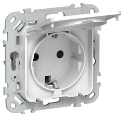 Розетка IEK Flite с з/к/ш кр б/к 16А IP44 РСшкр11-1-44-ФлБ бел., изображение