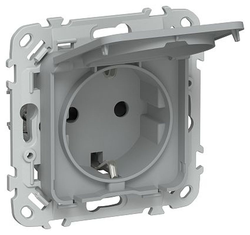 Розетка IEK Flite с з/к/ш кр б/к 16А IP44 РСшкр11-1-44-ФлС сер., фото