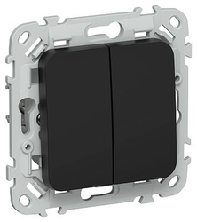 Выключатель IEK Flite 2-кл. 10А ВС12-1-0-ФлЧ чер., изображение