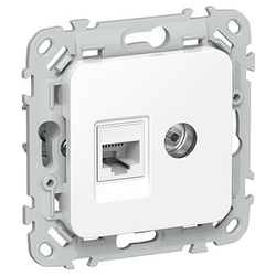 Розетка IEK Flite 2-я RJ45/TV кат.5Е UTP РКТВ5е-2-0-ФлБ бел., детальное фото