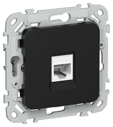 Розетка IEK Flite комп. RJ45 кат.5Е UTP РК5е-1-0-ФлЧ чер., картинка