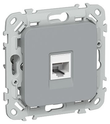 Розетка IEK Flite комп. RJ45 кат.5Е UTP РК5е-1-0-ФлС сер., крупный план