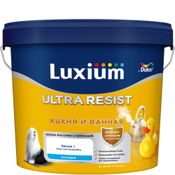 Краска Luxium by Dulux Ultra Resist кухня/ванна матовая BW 5 л, крупный план