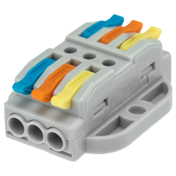 Клемма REXANT смк 222-423p проходн 3 полюса, монт.площ.(0,08-4 мм²), серая, картинка