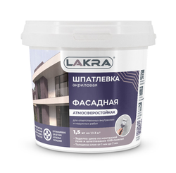 Шпатлевка ЛАКРА акрил фасадн атмосфер 1,5кг, крупный план