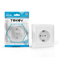 Розетка TOKOV LIGHT 1-м СП AVA 16А IP20 с заземл. защ. шторки в сборе бел. TKL-A, фотография