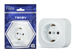 Розетка TOKOV ELECTRIC 1-м ОП Frea 16А IP20 250В с заземл. АБС-пластик бел. TKE-FR-, изображение