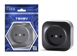 Розетка TOKOV ELECTRIC 1-м ОП Frea 16А IP20 250В без заземл. АБС-пластик карбон TKE, фото