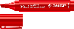 Маркер ЗУБР МП-300К красн, 2-5мм, клиновидн перманентн (06323-3), детальное фото
