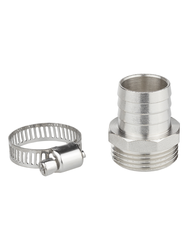 Комплект для подключения садового шланга MASTERPROF 3/4" с наружной резьбой 3/4", штуцер и хомут, фотография