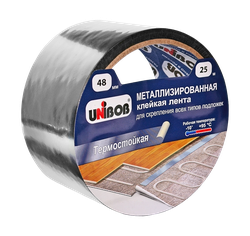 Лента клейкая UNIBOB металлизированная д/скрепления подложек 48мм х 25м, изображение